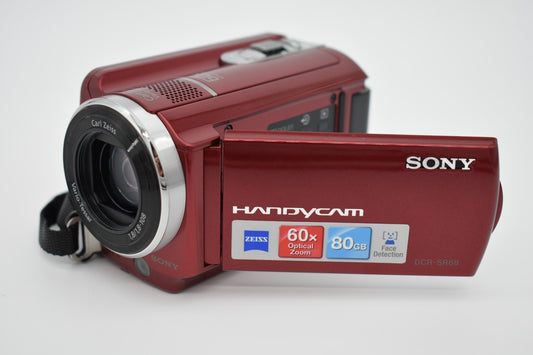 Sony Handycam DCR-SR68 Red Video Digital Camcorder 60x Zoom 80GB HDD - Tested