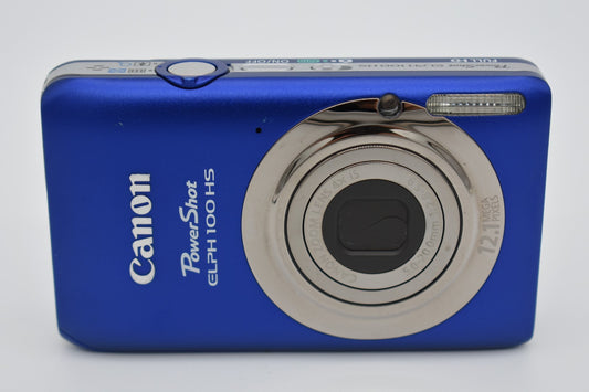 Canon PowerShot ELPH 100 HS Blue Digital Camera 12.1 MP 4X Zoom Bundle - TESTED