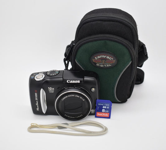 CANON PowerShot SX120 IS Black Compact Digital Camera 10MP 10x Zoom - TESTED ✅