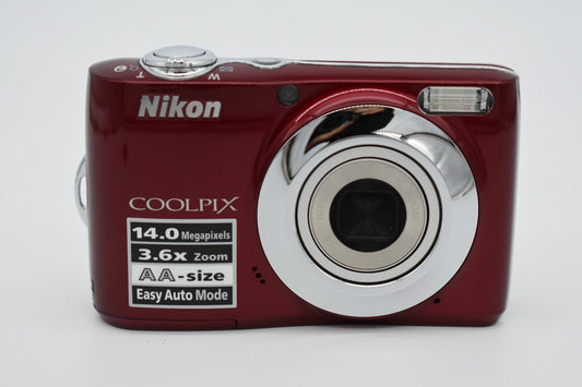 Nikon Coolpix L24 Red Compact Digital Camera 14MP 3.6x Zoom - Bundle Tested