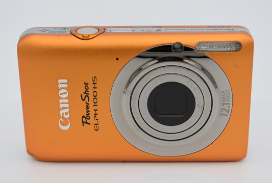 Canon PowerShot ELPH 100 HS Orange Digital Camera 12.1MP 4x Zoom Bundle - TESTED