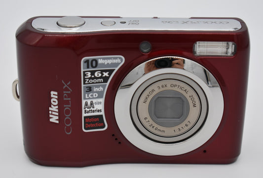 Nikon Digital Camera Coolpix L20 10.1MP Red - Tested Fully Functional ✅