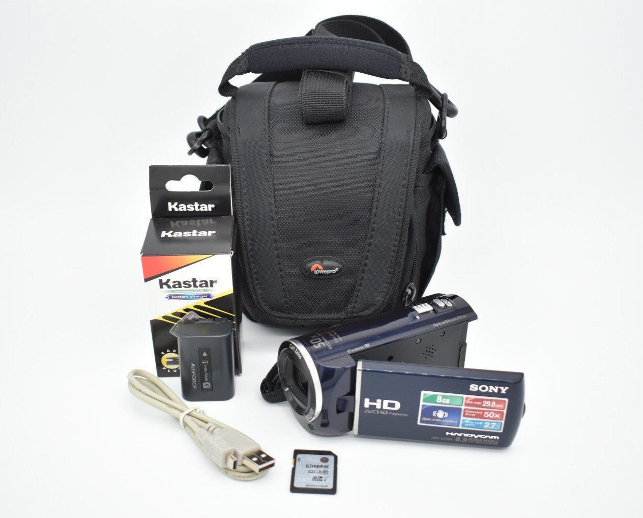 Sony Handycam HDR-CX290 Blue Handheld Full HD Video Camcorder - Bundle Tested