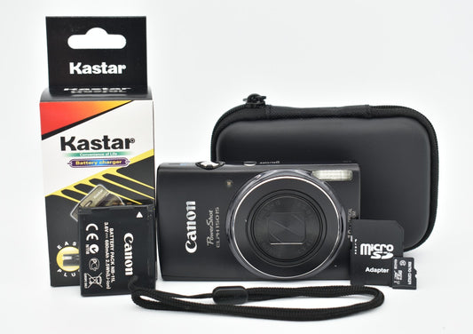 Canon PowerShot ELPH 150 IS Black Digital Camera 10x Zoom 20MP Bundle - TESTED ✅