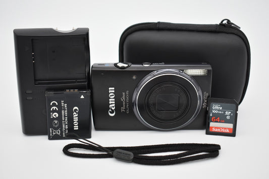 Canon PowerShot ELPH 150 IS Black Digital Camera 10x Zoom 20MP Bundle - TESTED ✅