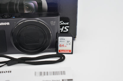CANON PowerShot SX620 HS Black Compact Digital Camera 25X Zoom Wi-Fi - TESTED ✅