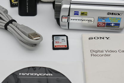 Sony Handycam DCR-SX85 Silver Video Digital Camcorder 70x Zoom Bundle - TESTED