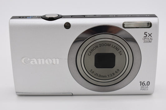 Canon PowerShot A2300 Silver Digital Camera HD 16.0MP 5x Zoom - BUNDLE TESTED
