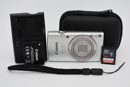 Canon PowerShot ELPH 180 Silver Digital Camera 20MP 8x Zoom - Bundle Tested
