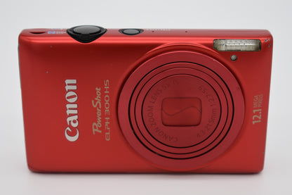 Canon PowerShot ELPH 300 HS 12.1MP Red Digital Camera Complete Bundle - TESTED ✅