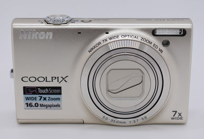 Nikon COOLPIX S6100 Digital Camera Silver 7X Wide Zoom - Bundle Fully Tested