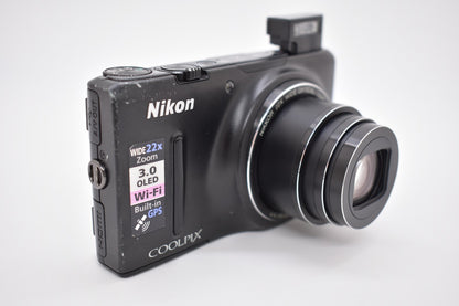 Nikon COOLPIX S9500 Black Digital Camera 18.1MP 22x Wide Zoom - Bundle Tested