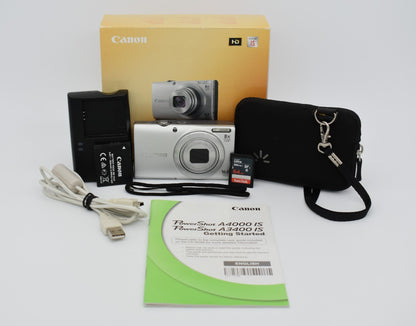 Canon PowerShot A4000IS 16 MP Digital Camera 8X Optical Zoom - TESTED WORKING ✅