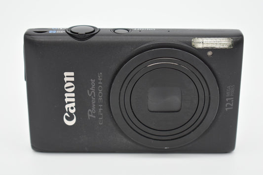 Canon PowerShot ELPH 300 HS Black Digital Camera 12.1MP 5x Zoom Bundle -TESTED ✅