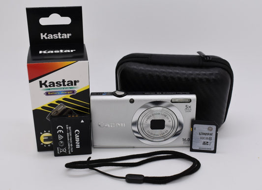 Canon PowerShot A2400 IS Silver 16.0MP Digital Camera Bundle - Fully Tested