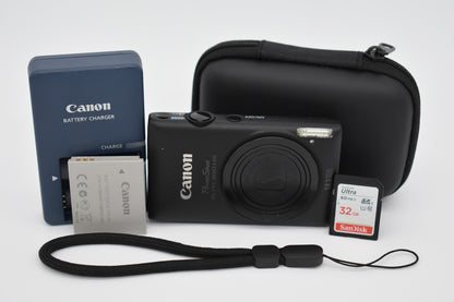 Canon PowerShot ELPH 300 HS Black Digital Camera 12.1MP 5x Zoom Bundle -TESTED ✅