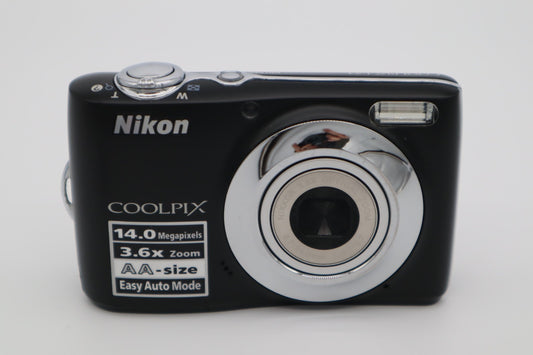 Nikon Coolpix L24 Black Compact Digital Camera 14MP 3.6x Zoom - Bundle Tested