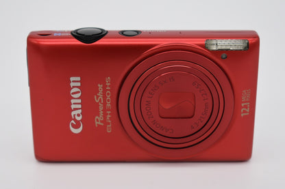 Canon PowerShot ELPH 300 HS 12.1MP Red Digital Camera Complete Bundle - TESTED ✅