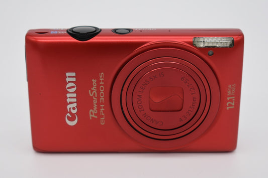 Canon PowerShot ELPH 300 HS 12.1MP Red Digital Camera Complete Bundle - TESTED ✅