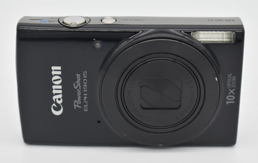 Canon PowerShot ELPH 190 IS Black Digital Camera 20MP 10X Zoom Wi-Fi - Tested