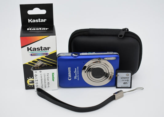 Canon PowerShot ELPH 100 HS Blue Digital Camera 12.1 MP 4X Zoom Bundle - TESTED