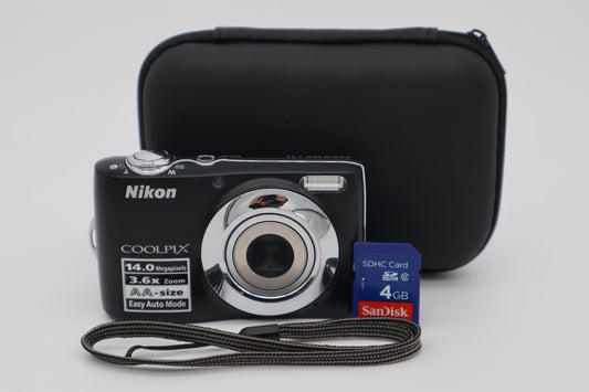 Nikon Coolpix L24 Black Compact Digital Camera 14MP 3.6x Zoom - Bundle Tested