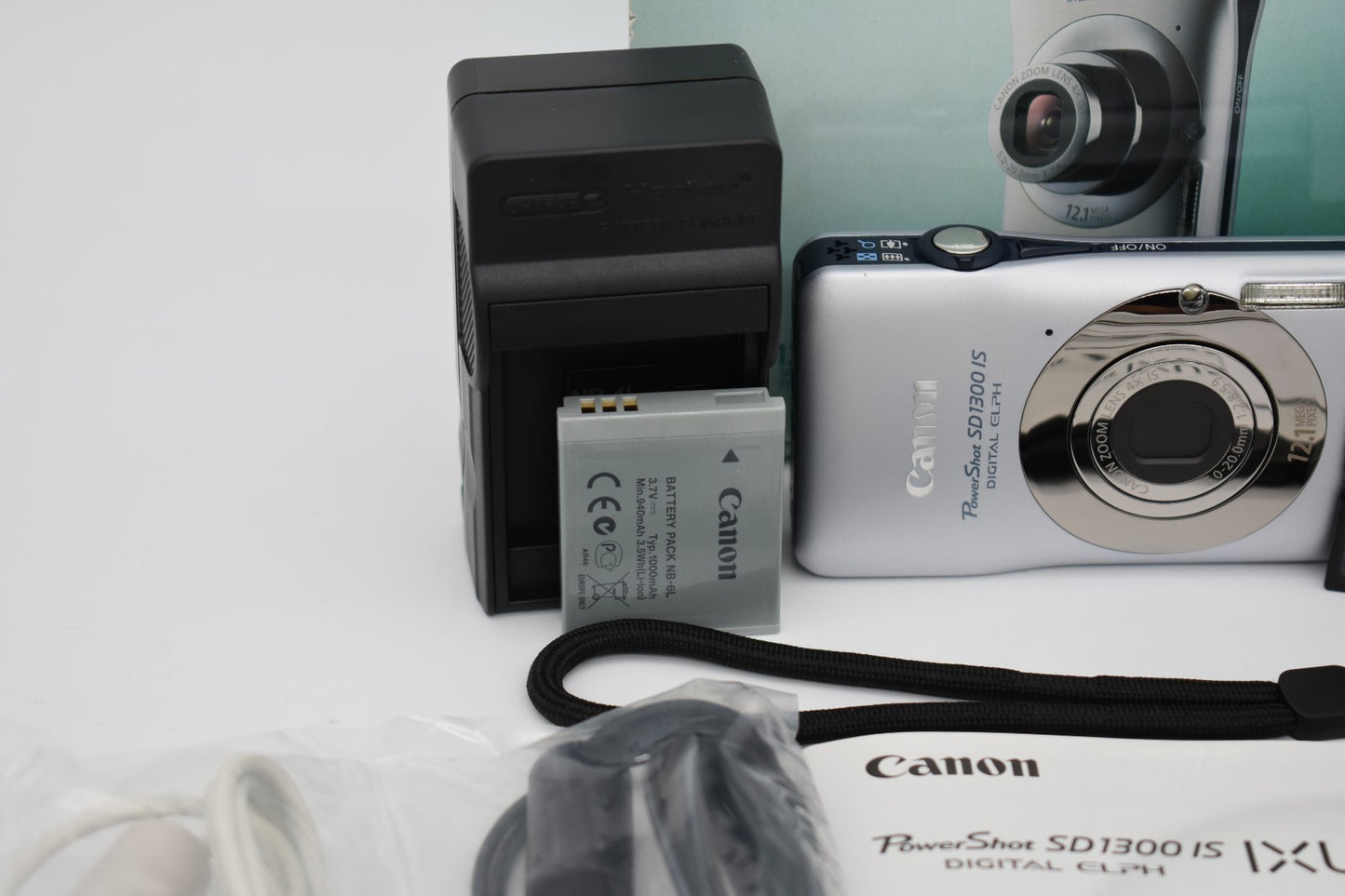 Canon PowerShot SD1300 IS Silver Compact Digital Camera 12.1MP - Bundle Tested