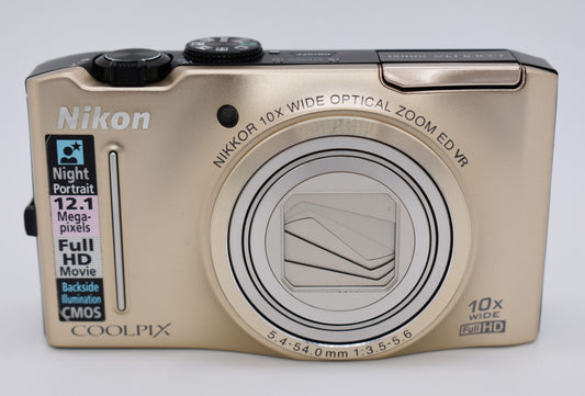 Nikon COOLPIX S8100 Gold Compact Digital Camera 12.1MP 10x Zoom - Fully Tested