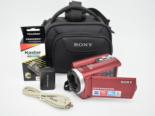 Sony Handycam DCR-SR68 Red Video Digital Camcorder 60x Zoom 80GB HDD - Tested