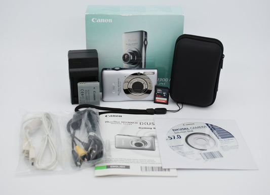 Canon PowerShot SD1300 IS Silver Compact Digital Camera 12.1MP - Bundle Tested