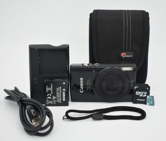 Canon PowerShot ELPH 190 IS Black Digital Camera 20MP 10X Zoom Wi-Fi - Tested