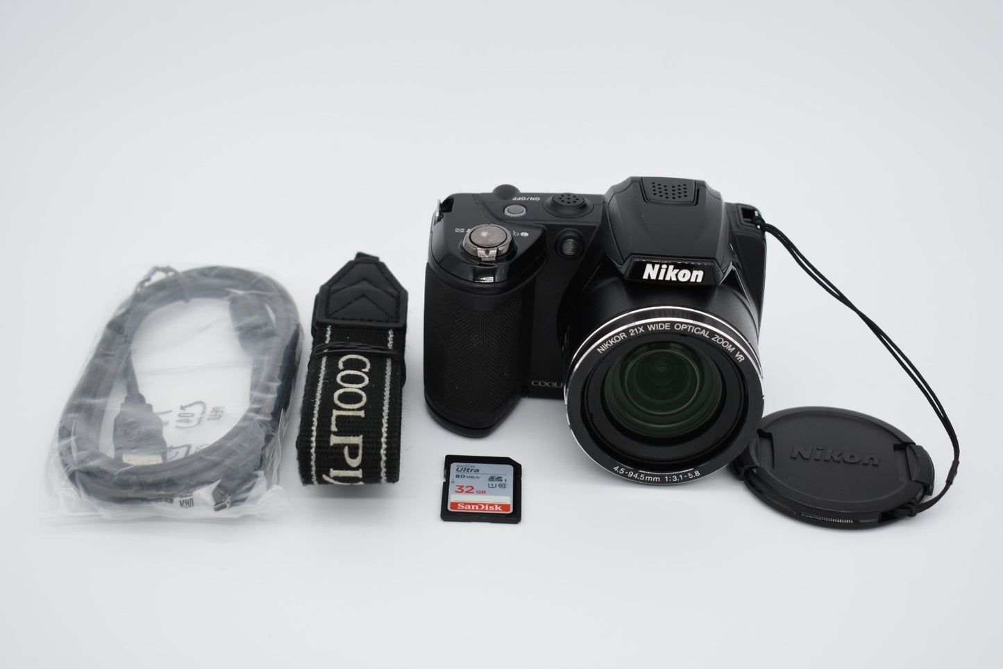 Nikon COOLPIX L310 Black Compact Digital Camera 14MP 21x Zoom Bundle - TESTED ✅