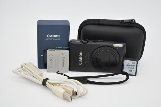 Canon PowerShot ELPH 300 HS Black Digital Camera 12.1MP 5x Zoom Bundle -TESTED ✅
