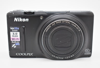 Nikon COOLPIX S9500 Black Digital Camera 18.1MP 22x Wide Zoom - Bundle Tested
