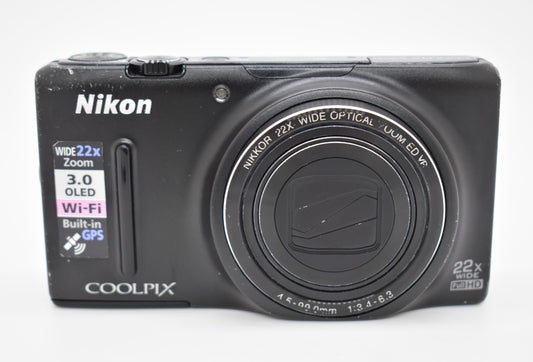 Nikon COOLPIX S9500 Black Digital Camera 18.1MP 22x Wide Zoom - Bundle Tested