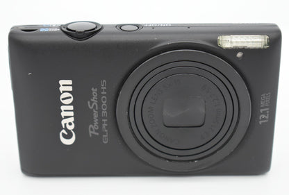 Canon PowerShot ELPH 300 HS Black Digital Camera 12.1MP 5x Zoom Bundle -TESTED ✅