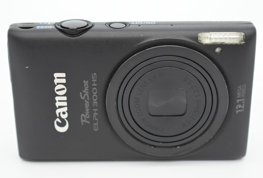 Canon PowerShot ELPH 300 HS Black Digital Camera 12.1MP 5x Zoom Bundle -TESTED ✅