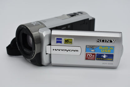Sony Handycam DCR-SX85 Silver Video Digital Camcorder 70x Zoom Bundle - TESTED