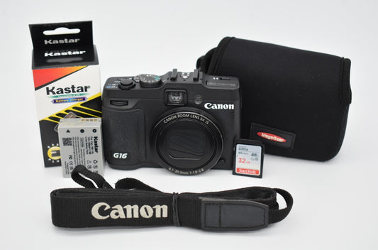 Canon PowerShot G16 Black Digital Camera Full HD 12.1MP 5x Zoom Wi-Fi - TESTED ✅