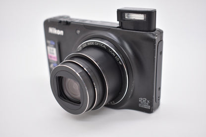 Nikon COOLPIX S9500 Black Digital Camera 18.1MP 22x Wide Zoom - Bundle Tested